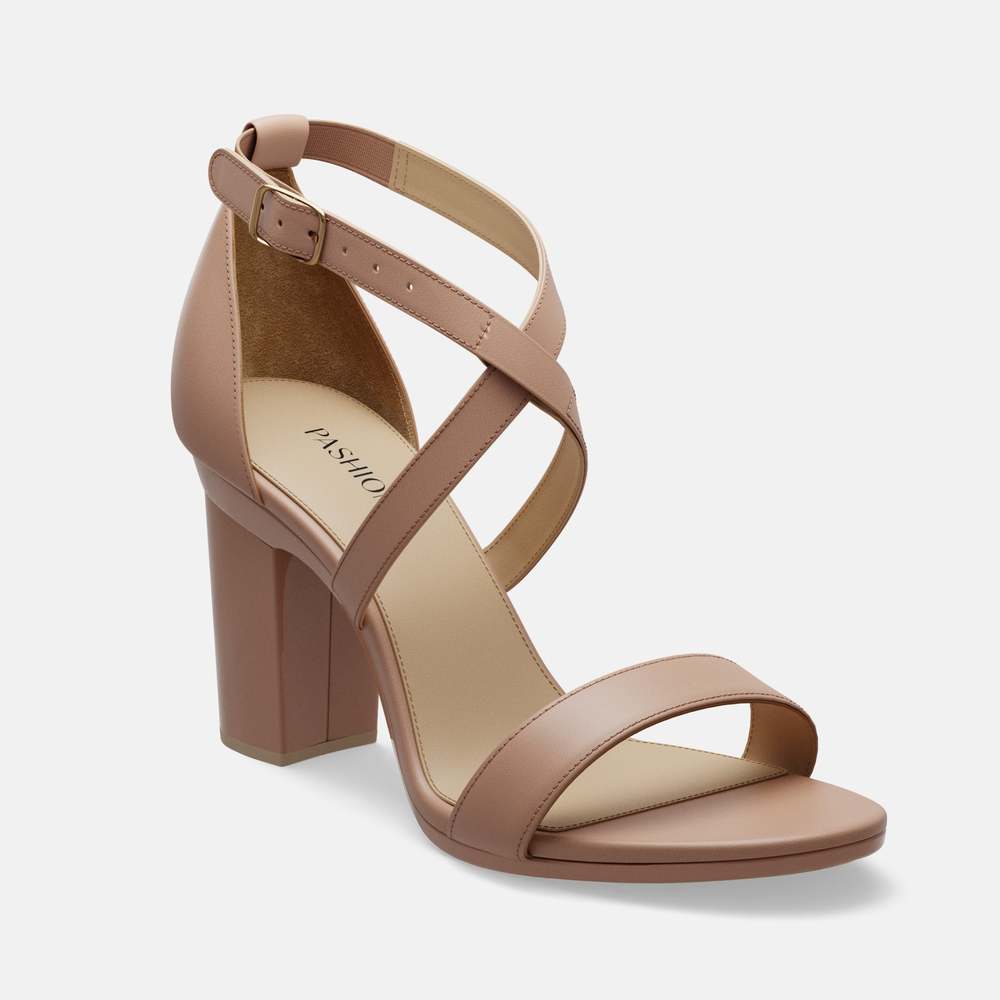 CONVERTIBLE HEEL - Pashion 1.0 The Sandal - Latte Leather Block 4 Inch - Picture 2 of 3